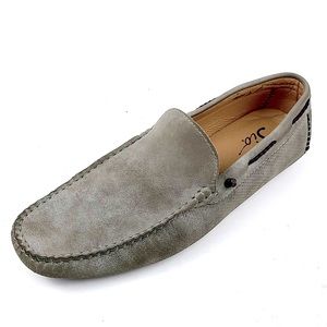 Sio Mens Gray Faux Suede Moccasins Size 10